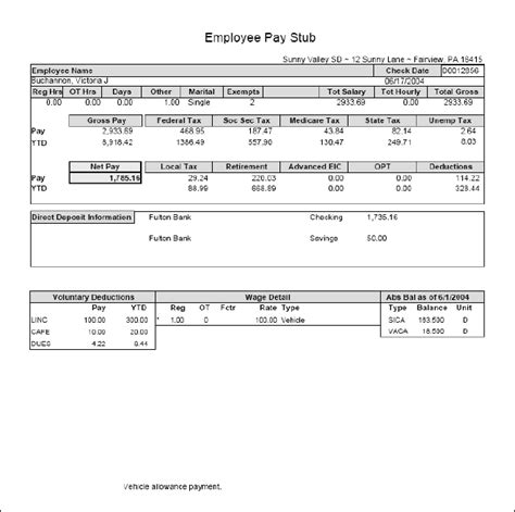 Pay Stub Example Template Business