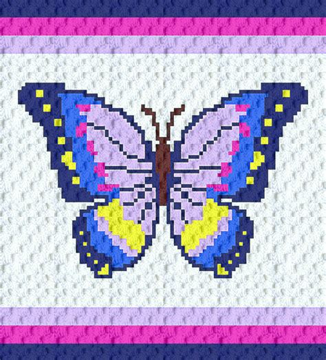 Crochet Pattern Butterfly Blanket C2c Butterfly Throw Butterfly