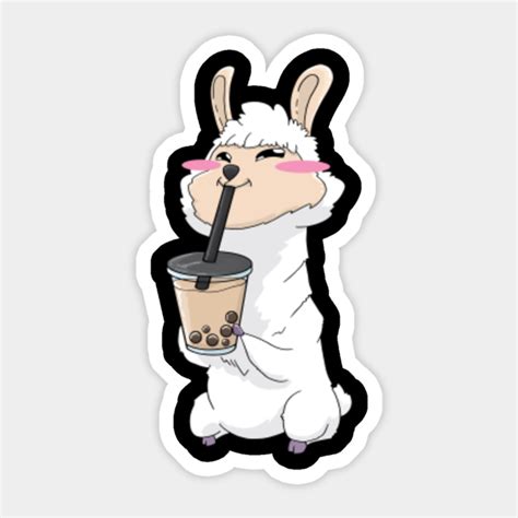 Llama Bubble Tea Kawaii Anime Llama Sticker Teepublic