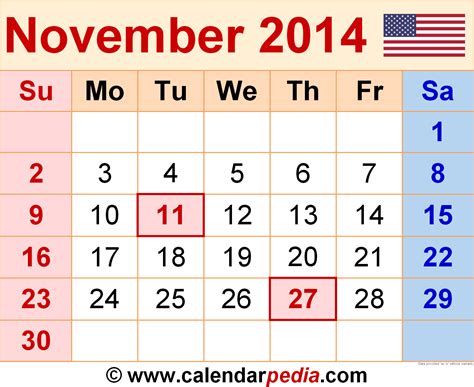 November 2014 Calendar Free Templates For Word Excel And Pdf
