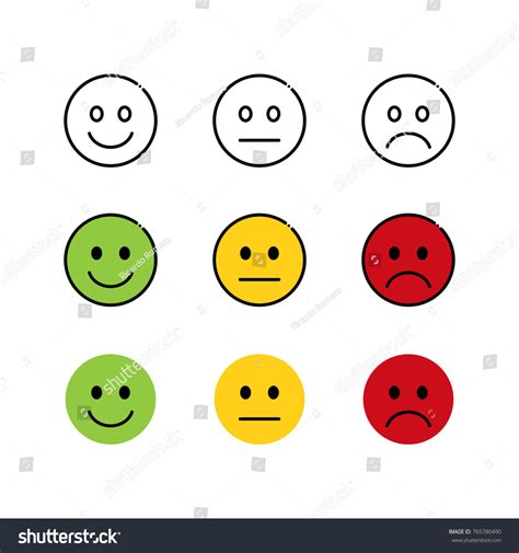 Smiley Emoticons Icon Positive Neutral Negative เวกเตอร์สต็อก ปลอดค่า