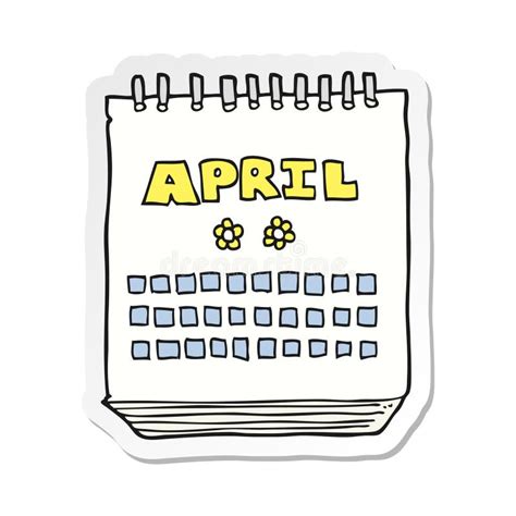 A Creative Sticker Of A Cartoon Calendar Showing Month Of April Stock
