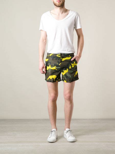 Valentino Camouflage Print Swim Shorts In Green For Men Lyst