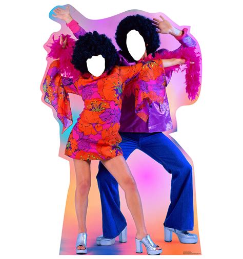 Life Size 70s Disco Dance Couple Stand In Cardboard Cutout