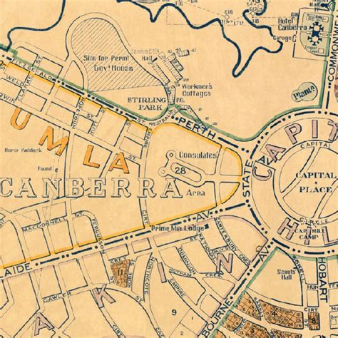 Map Of Canberra Giclee Reproduction Old Map Of Canberra Etsy