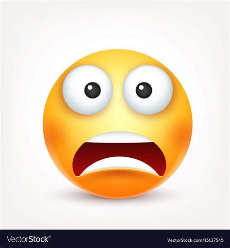Smiley Scared Emoticon Yellow Face With Emotions Vector Image