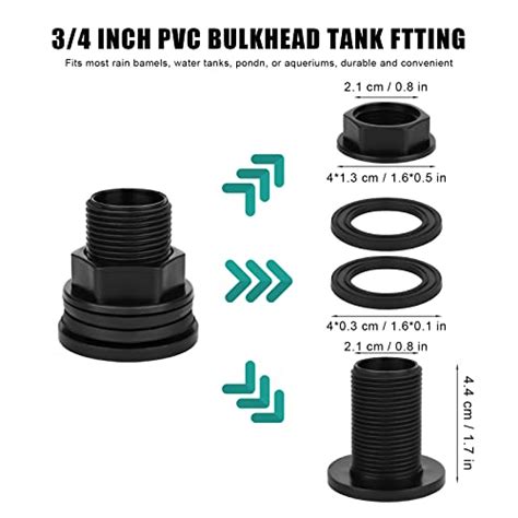 Aiex Pcs Pvc Bulkhead Fitting Double Threaded Bulkhead Water Tank Connector Bulkhead Fitting