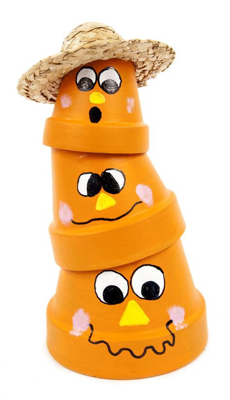 Stacked Scarecrow Pots Halloween Clay Clay Pot Crafts Halloween Crafts