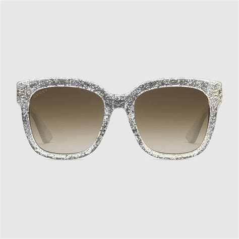 gucci square frame acetate sunglasses glitter silver acetate modesens luxury ts for her