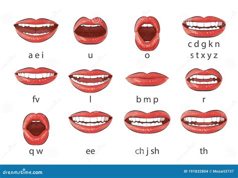 English Language Pronunciation Visual Guide Cartoon Vector