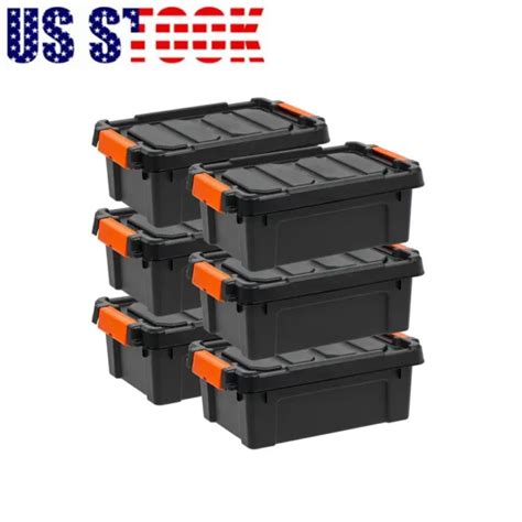 6 PACK 3 Gallon Heavy Duty Plastic Storage Box Shop Storage Containers