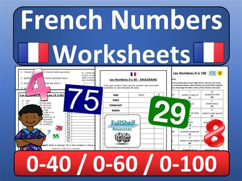 French Numbers Les Nombres Worksheets Teaching Resources