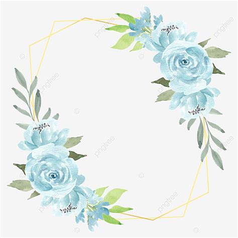Rustikaler Rahmen Der Aquarellblauen Rosenblume Blumen Rose Rustikal