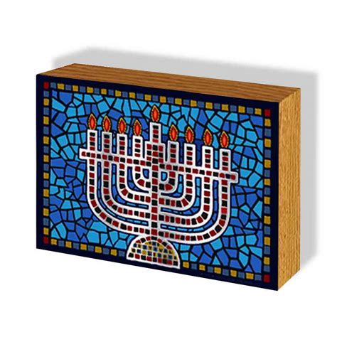 Jewish Ts Graphic Menorah Box Art Blue