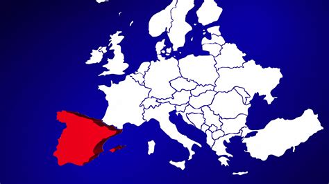 Spain Europe Country Nation Map Zoom In Close Up Geography Motion