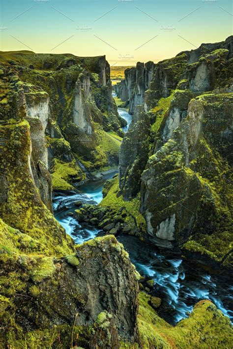 Fjadrargljufur Canyon And River In South East Iceland Outdoor