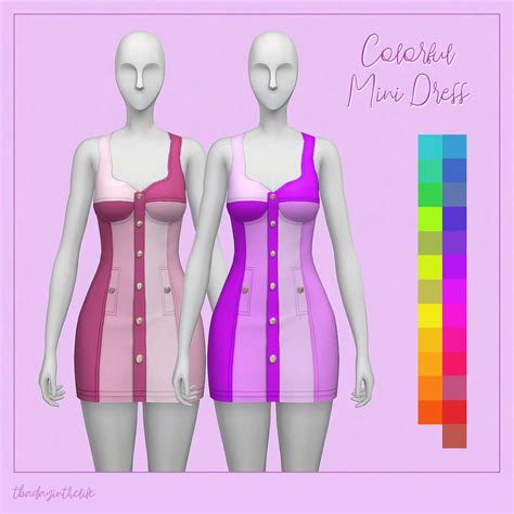 Colorful Mini Dress For The Sims 4 Mini Dress Game Dresses Dresses