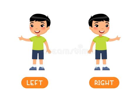 Left And Right Antonyms Word Card Vector Template Flashcard For