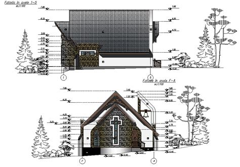 Elevation And Section Chapel Plan Detail Dwg File Cadbull