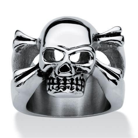 Mens Stainless Steel Skull And Crossbones Ring At Palmbeach Jewelry