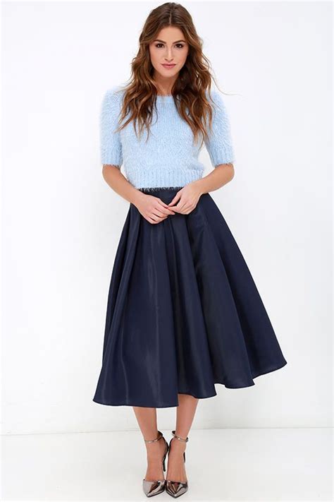 Without Question Navy Blue Midi Skirt Navy Blue Dress Shirt Blue