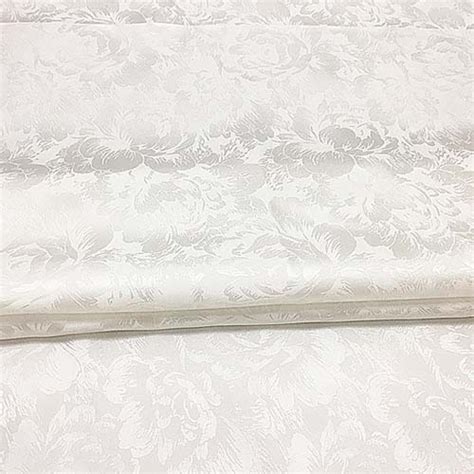 White Floral Jacquard Silk Fabric 100 Pure Silk Satin Silk Fabric