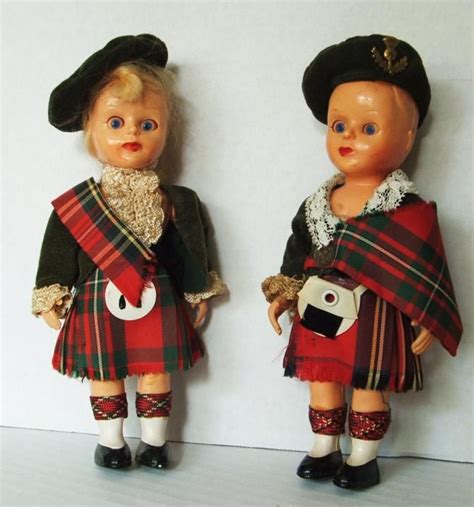 Vintage Collectible Travel Souvenir Dolls By Rogark Full Scottish
