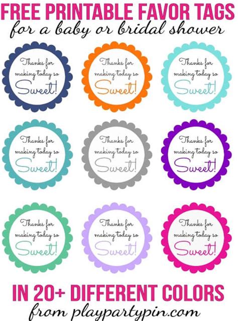 Jul 12, 2021 · these free, printable baby shower games range from the classic baby shower games that everyone loves to some unique games that will really make the shower feel fresh and interesting. Free Printable Baby Shower Favor Tags in 20+ Colors - Play ...