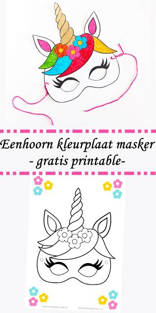 Kids on the go essentials 3 face mask & 2matching scrunchie zipper pouch unicorn. Eenhoorn masker kleurplaat - Gratis printable | Eenhoorn ...