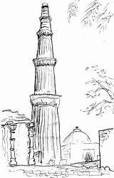 Minar Qutub sketch template