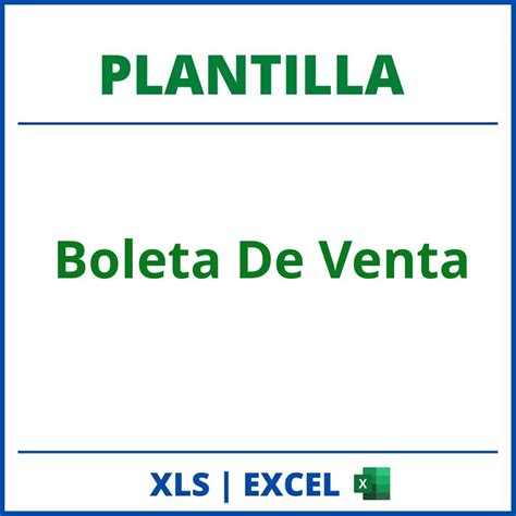Plantilla Boleta De Venta Excel Planilla Formato