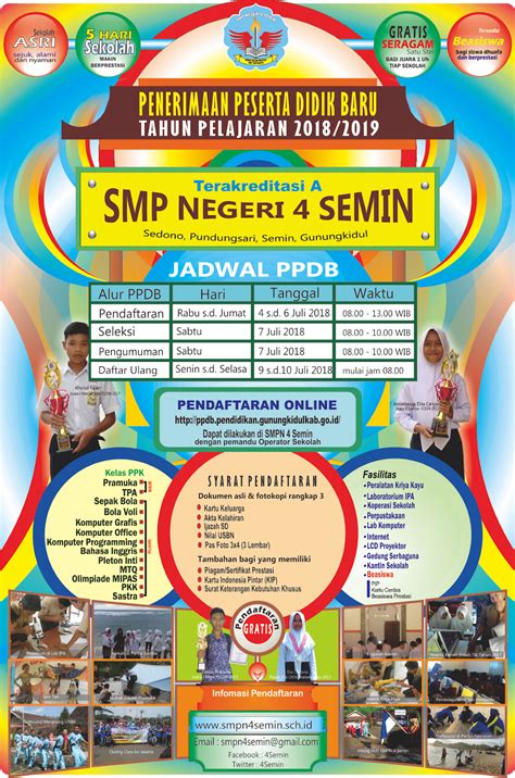 Poster Dan Brosur Ppdb Tahun Pelajaran 20182019 Smpn 4 Semin
