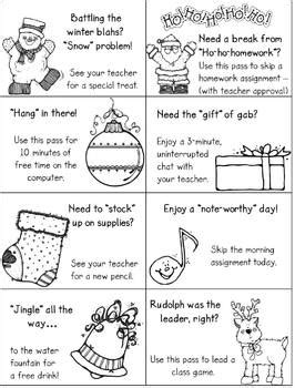 Homework Pass: Christmas (freebie) by Dawn Melvin | TpT