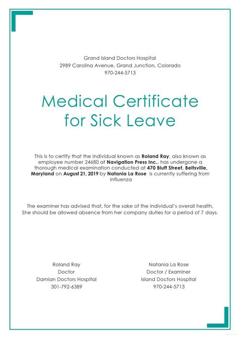 Free Medical Certificate For Sick Leave Medical Doctors Within