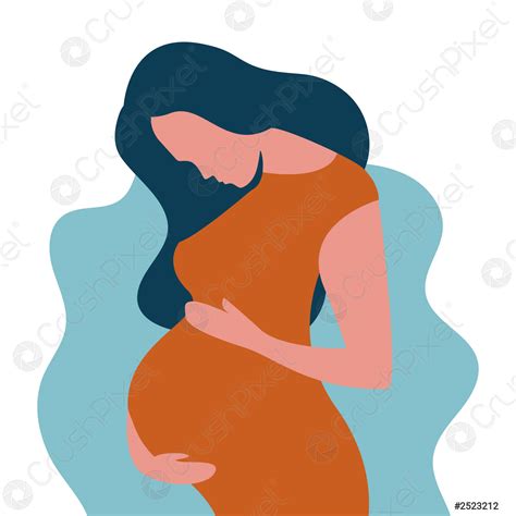 Pregnant Woman Concept In Cute Cartoon Style Stock Vector