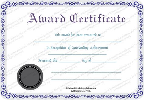 Silver Award Certificate Template For Word
