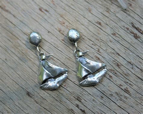 Silver Sailboat Earrings Sterling Silver Sailboat Earrings Etsy