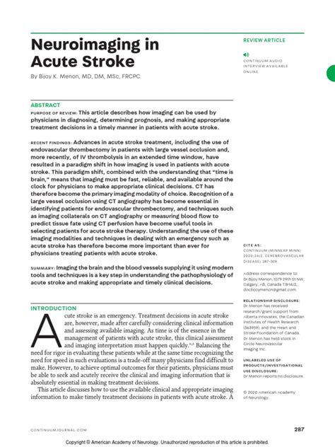 Neuroimaging In Acute Stroke Pdf Stroke Interventional Radiology