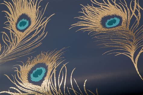 The great collection of peacock feather wallpaper border for desktop, laptop and mobiles. Glitter Peacock by Albany - Navy / Gold : Wallpaper Direct ...