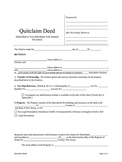 Nj Quitclaim Deed Fill Online Printable Fillable Blank Pdffiller