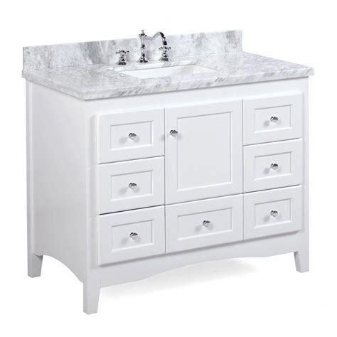The curved front design adds an unexpected touch. Abbey 42-inch Vanity (Carrara/White ...