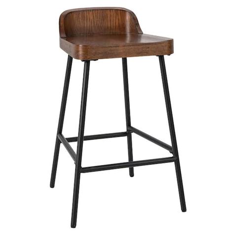 Costway 28 In Industrial Brown Low Back 245 In Bar Stool Counter