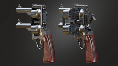 Artstation Absurd Double Barrel Revolver 4k Rigged Game Assets