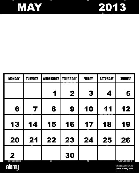 May Calendar 2013 Stock Vector Image And Art Alamy