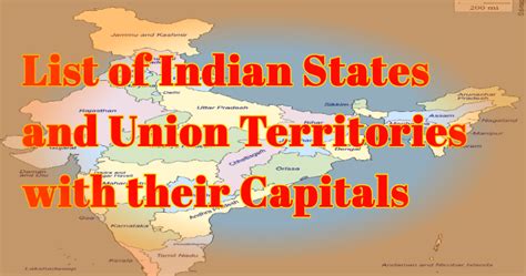 List Of States And Union Territories Of India With Their Capitals Saajbha