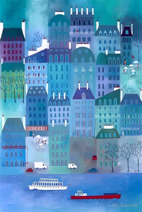 Paris Blues By Nic Squirrell Blue Painting Cityscape Painting Paris