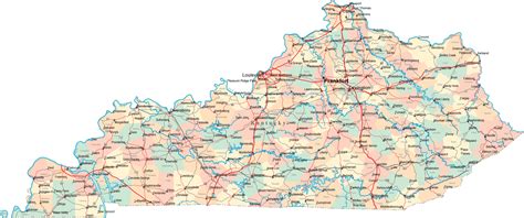 Kentucky Road Map Kentucky • Mappery