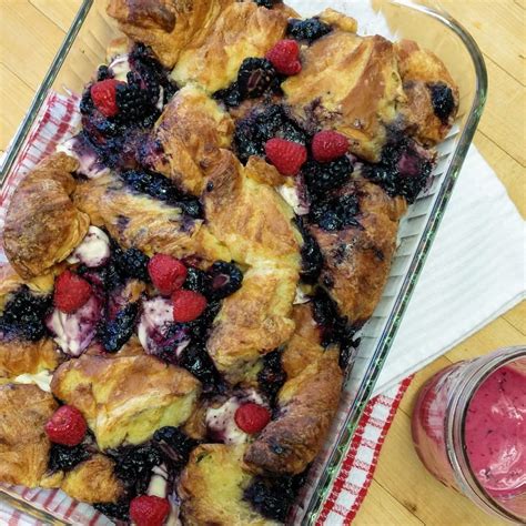 Croissant French Toast Casserole With Blueberry And Cream Cheese