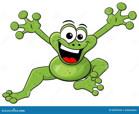 Jumping Cartoon Frog Isolated On White Stock Vector Illustration Of