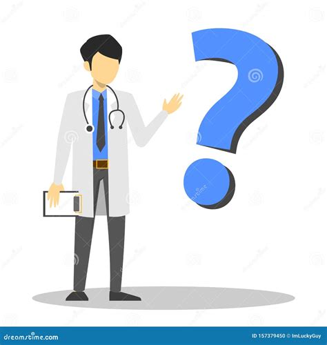 Male Doctor And Question Mark Physician In White Stock Illustration